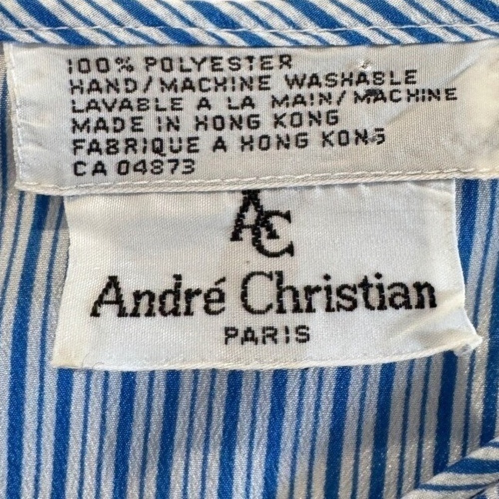 Andre Christian Paris Blue Top Blouse Womens Preppy Lightweight Retro Size M - Picture 5 of 6